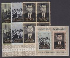 1965 Kennedy Mi 28-37 négyes tömbökben + blokk 1