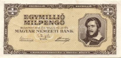 1936. 10P T:II+, 1941. 20P T:II, 1946. 1.000.000MP T:II-(apró papírszakadás), 1946. 100.000AP T:II,I...