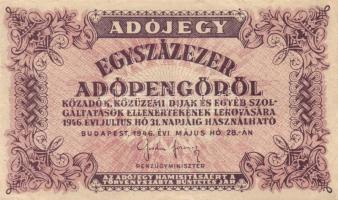 1936. 10P T:II+, 1941. 20P T:II, 1946. 1.000.000MP T:II-(apró papírszakadás), 1946. 100.000AP T:II,I...