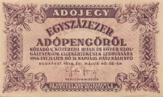 1936. 10P T:II+, 1941. 20P T:II, 1946. 1.000.000MP T:II-(apró papírszakadás), 1946. 100.000AP T:II,I...