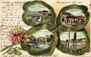 Mostar with Hotel Narenta and Café Luft Emb. litho (EK)