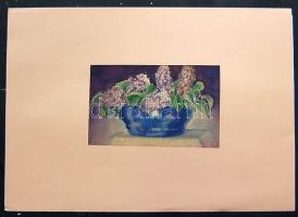 Koppány Erzsébet: Virágcsendélet, akvarell-papír, jelzett, paszpartuban 14x10 cm