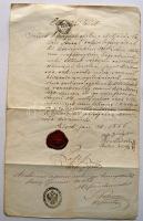 1856 Elbocsájtó levél takácslegénynek Sárosd község viaszpecsétjével és Sümeg hiv. pecséttel