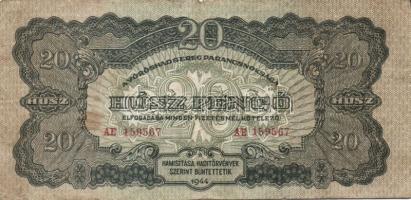 1944.V.H. 10P T:III + 1944. V.H. 20P T:III- + 1944. V.H. 100P (2x) egyiknek eltérő a számozás mérete...