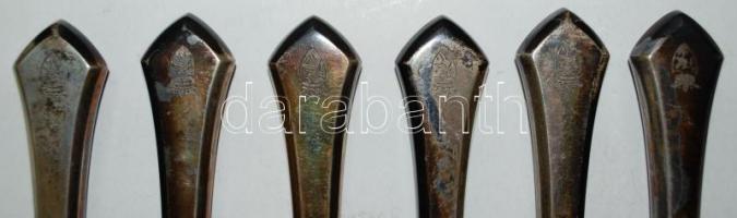 1921-1928 6db-os késkészlet Solingeni acélból, 800/1000 tisztaságú csehszlovák jelzéssel ellátott ez...