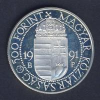 1991. 500Ft Ag "II.János Pál pápa látogatása" díszdobozban T:PP