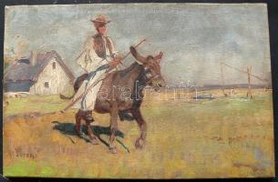 Juszkó Béla (1877–1969): Csikós, olaj-vászon, jelzett 40x26 cm