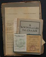 Érdekes cserkész tétel: 1930-1945 Cserkész igazolvány, Baden Powell: A boldogulás ösvényén, nyomtatványok, próba-szabályzat