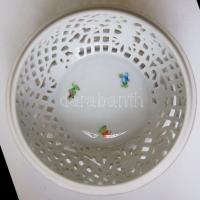 Kézzel festett, áttört Herendi porcelán bonbonnier / Hand painted Herend chinaware bonboniere d: 17 ...