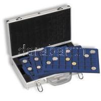 Éremtartó bőrönd, alumínium, kulccsal zárható, 6 betét. 41x24x8cm