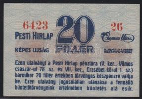 Budapest DN "Pesti Hírlap" 20f T:II+ hajtatlan, kis saroktörés