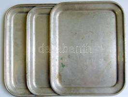 3 db kávéházi pincér tálca / Coffe-house waiter tray, egyik Cj monogrammal