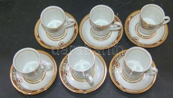 Rendkívül szép Hollóházi mokkáskészlet 6 pohár aljjal / Coffe set of 6 beautiful Hollóházi chinaware