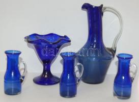 Kék üveg likőröskészlet