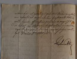 1813 Nádori hivatali levél József nádor saját kezű aláírásával és sértetlen viaszpecséttel / Officia...