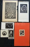 6 db különböző ex libris fametszet magyar grafikusművészektől