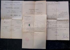 1904-1939 4 db MÁv-val kapcsolatos irat, közte okmánybélyeges is.