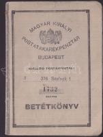1934 Postatakarékpénztár betétkönyv Szolnok, sok bejegyzéssel