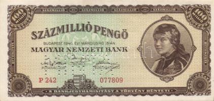 1946. 100.000.000P "MINTA" perforációval, sorszámozott T:I