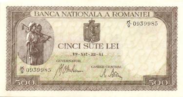 Románia 1941. 500L (2x) egymást követő sorszámúak T:II++