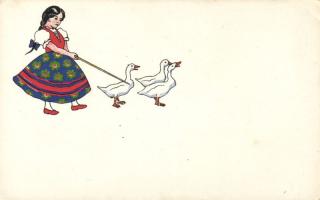 Hungarian girl, ducks (EK)