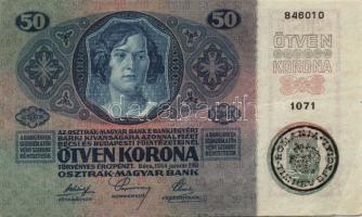 1904. 10K román körbélyegzővel T:IV + 1914. 50K (2x)román körbélyegzővel T:II