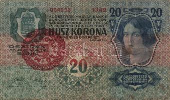 1913. 20K + 1914. 50K + 1915. 10K mindegyik piros "Magyarország" körbélyegzővel T:III,IV