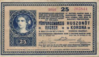 1918. 25K "hullámos" hamis "Kassa" szárazbélyegzővel T:II/III