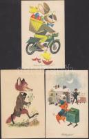 25 db színes magyar grafikai üdvözlőlap az 50-es, 60-as évekből / 25 Hungarian Greeting Cards, 50´s-60´s