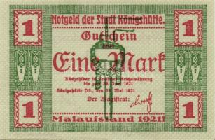 Lengyelország/német megszállás 1917. 1/2M + 1919. 1M (2x) 2klf + 2db szükségpénz Königshütte 1921. 1...