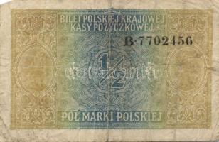 Lengyelország/német megszállás 1917. 1/2M + 1919. 1M (2x) 2klf + 2db szükségpénz Königshütte 1921. 1...