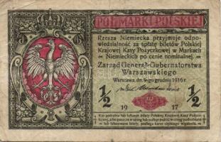 Lengyelország/német megszállás 1917. 1/2M + 1919. 1M (2x) 2klf + 2db szükségpénz Königshütte 1921. 1...