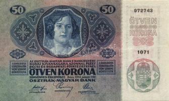 1914. 50K "Deutschösterreich" felülbélyegzéssel T:I- (egyszer hajtva, de törve nem)