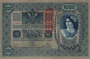 1902. 1000K (2x) függőleges és vízszintes "Deutschösterreich" fny-al,  T:IV+,III- + Ausztr...
