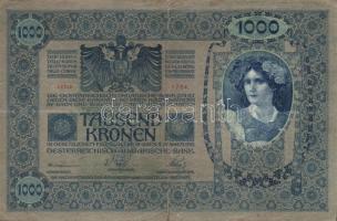 1902. 1000K (2x) függőleges és vízszintes "Deutschösterreich" fny-al,  T:IV+,III- + Ausztr...