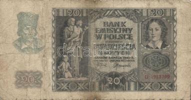 Lengyelország/német megszállás 1940. 20Zl (2x) T:III+,IV