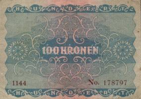 1912. 100K piros vízszintes "Deutschösterreich" fny-sal T:IV + Ausztria/Osztrák-Magyar Ban...