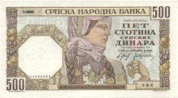 Szerbia/német megszállás 1941. 500D vízjel: Alexander I. T:I-