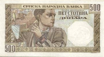 Szerbia/német megszállás 1941. 500D vízjel: Alexander I. T:I-