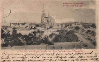 1899 Eszék with the Cathedral and the Synagogue (cut)