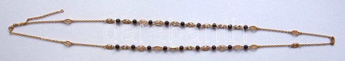 Aranyozott ezüst (Ag) nyaklánc gránátokkal