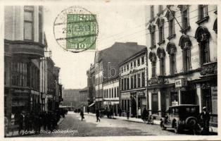 Rybnik Sobieski street with hotel and the shop of Józef Wilczok