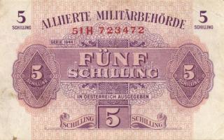 Ausztria/nemzetközi megszállás 1944. 1Sch + 2Sch + 5Sch T:I,II,II/III