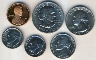 USA 1973-1988. 1D (2x) + 1c + 5c + 1/4$ + 1$ T:PP,2,2-