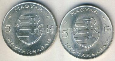 1947. 5Ft Ag "Kossuth" (2x) T:2