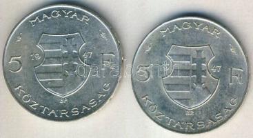 1947. 5Ft Ag "Kossuth" (2x) T:2