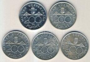 1992-1994. 200Ft "MNB" (2x) + "Deák" (3x) Ag T:2