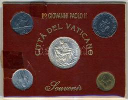 Vatikán 1977-78. 10L, 20L, 50L, 100L + "II.János Pál pápa" ffém emlékérem, souvenir szettben T:1