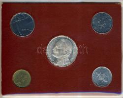 Vatikán 1977-78. 10L, 20L, 50L, 100L + "II.János Pál pápa" ffém emlékérem, souvenir szettb...