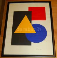 Dévényi János (1956-) Geometrikus elemek, akril-papír, jelzett, keretben 32x42 cm